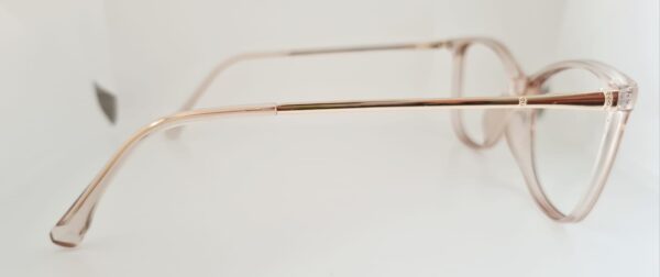 Armação de Óculos Arredondado Rosa Translúcido com Haste Dourado - Image 3