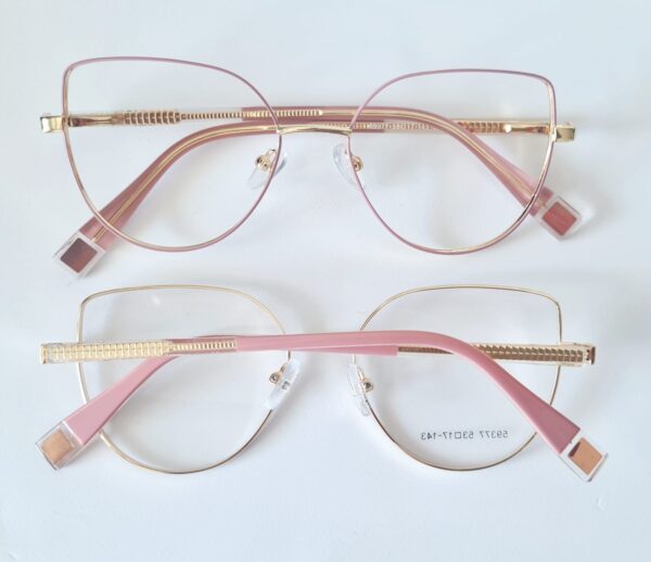 Armação de Óculos Gatinho Rose Gold com Detalhes Transparentes - Image 2
