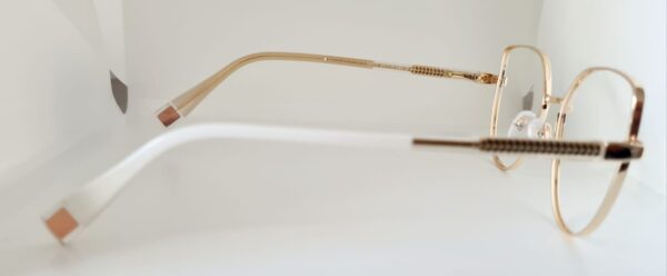 Armação de Óculos Gatinho Dourado com Branco Detalhes Transparentes - Image 3