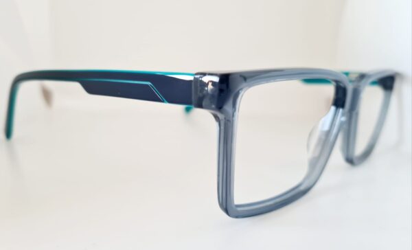 Armação Masculina Acetato Cinza com Hastes Verdes - Image 4